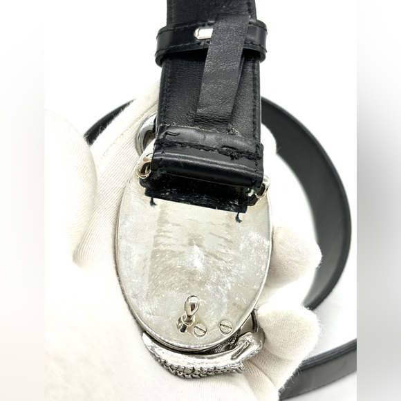 Prada Vintage Claw Buckle Black Leather Belt - Picture 2 of 12